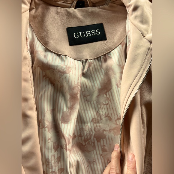 SALE! BUY or BUNDLE! Guess NWOT Blush Faux Leather Jacket zip out hood&liner SzM - Picture 4 of 16